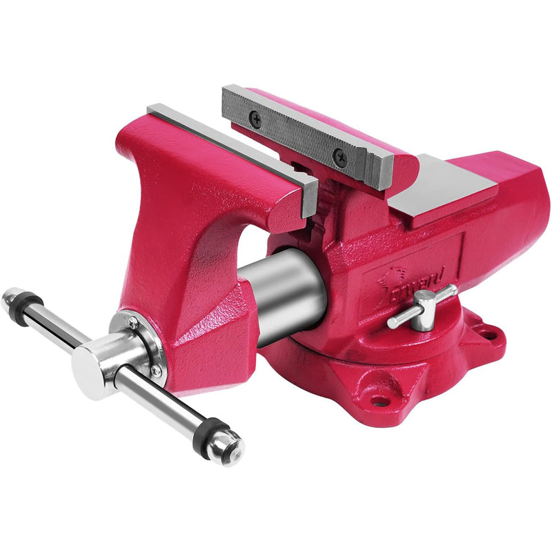 Forward Round Bench Vise, 1750B Economic Industrial Vice PRO with 360° Swivel Base, 5" Jaw Width, 5" Max Jaw Opening, 3-1/4" Throat Depth, 86,000PSI Ductile Iron