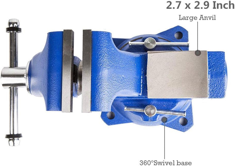 Forward 1745A 4.5 Inch Heavy Duty Bench Vise with Built-in Pipe Jaws, Anvil and 360 Degree Swivel Base (4 1/2", Industrial Grade)