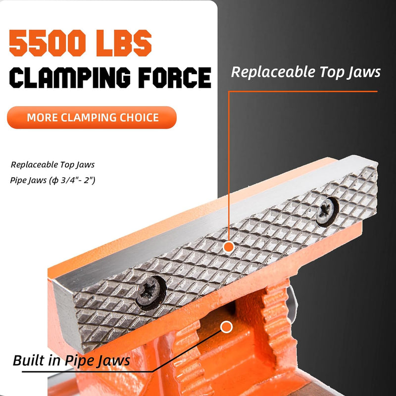 18/mo - Finance Forward 5-Inch Bench Vise Ductile Iron With Channel Steel And 360 Degree Swivel Base Hy 30505 5in 5