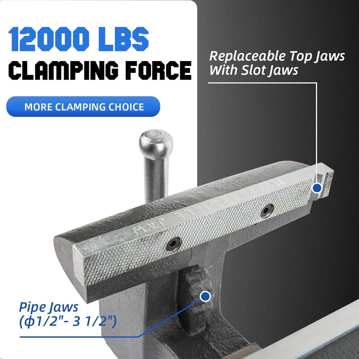 Forward CR80A-8In Bench Vise 190 Degrees Swivel Base Heavy Duty with A