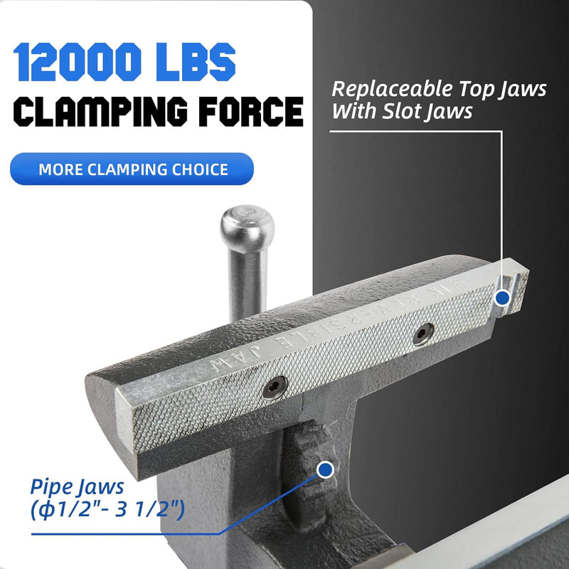 Forward CR80A-8In Bench Vise 190 Degrees Swivel Base Heavy Duty with Anvil (8")