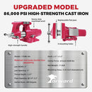 Forward Round Bench Vise, 1750B Economic Industrial Vice PRO with 360° Swivel Base, 5" Jaw Width, 5" Max Jaw Opening, 3-1/4" Throat Depth, 86,000PSI Ductile Iron