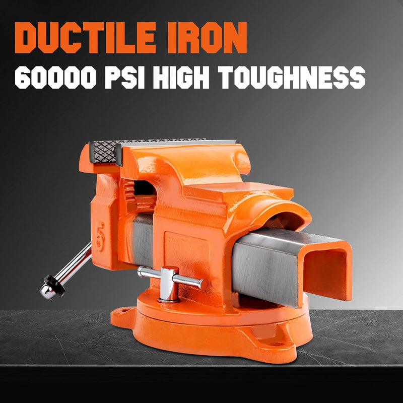 Forward 4-Inch Bench Vise Ductile Iron with Channel Steel and 360-Degree Swivel Base HY-30404-4In (4")