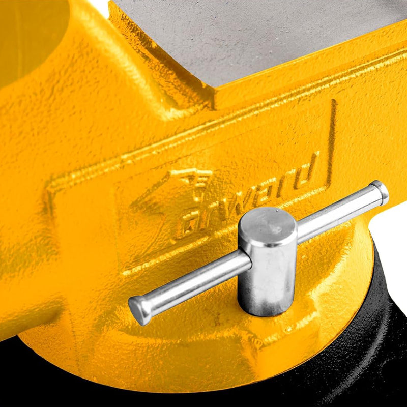 Forward Round Bench Vise, 5-1/2" Jaw Width, 5-1/2" Max Jaw Opening, 3-3/4" Throat Depth, 360° Swivel Base Ductile Iron Industrial Vice (1755A)