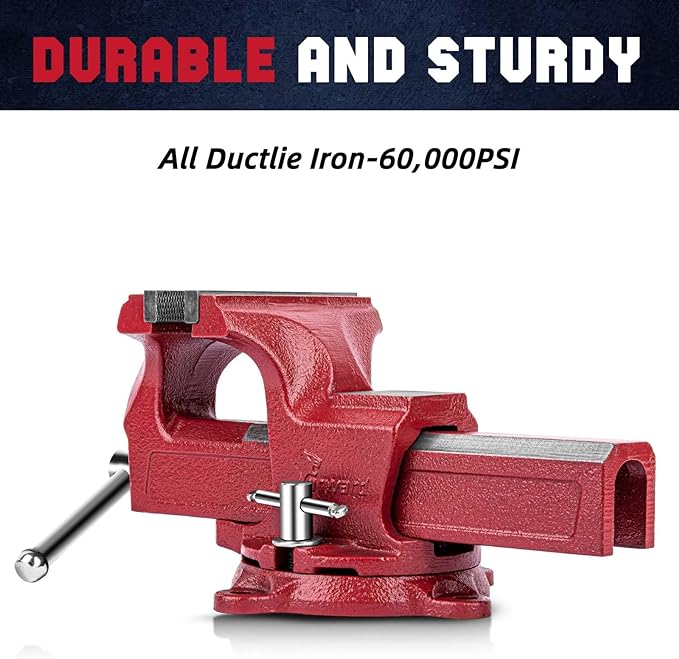 Forward 1305 5 Inch Home Vise Ductile Iron 5" Bench Vise Homeowner's Vice with Anvil and Swivel Base