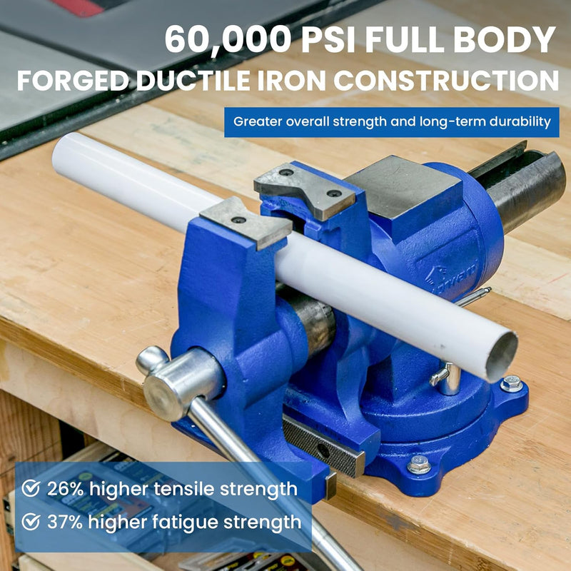 Forward HY-DT100-4IN Heavy Duty Bench Vise 360-Degree Swivel Base and Head with Anvil (4")