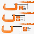 Forward Heavy Duty Ductile Iron C-Clamp - 3 Piece C Clamp Set 3in, 4in, 6in KIT