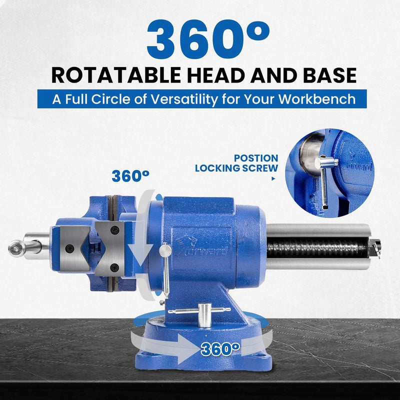 Forward HY-DT100-4IN Heavy Duty Bench Vise 360-Degree Swivel Base and Head with Anvil (4")