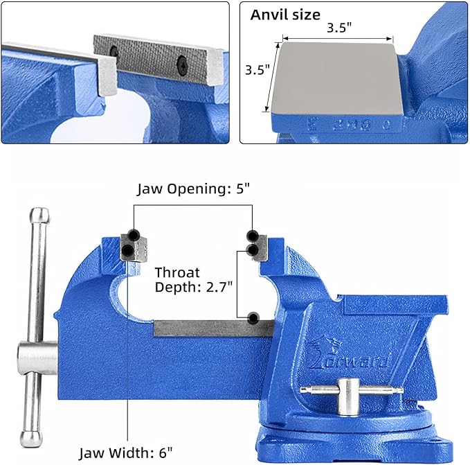 Forward 0806 6-Inch Bench Vise with Swivel Base and Anvil (6")