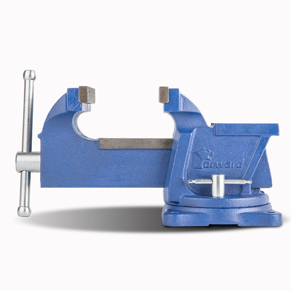 Nakkaa 10-Inch Heavy Duty Bench Vise – Cast Iron, 360° Swivel Base, 7.87" Jaw Opening, 3.55" Throat Depth – Replaceable Steel Jaws, Blue Powder Coat